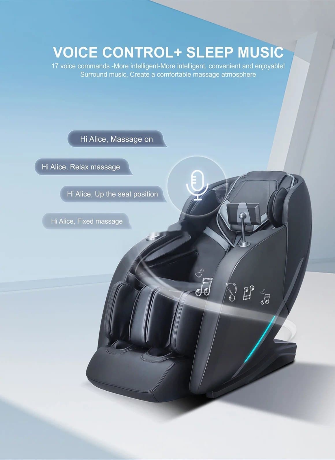 Z372 Plus voice control and sleep music, with example spoken commands