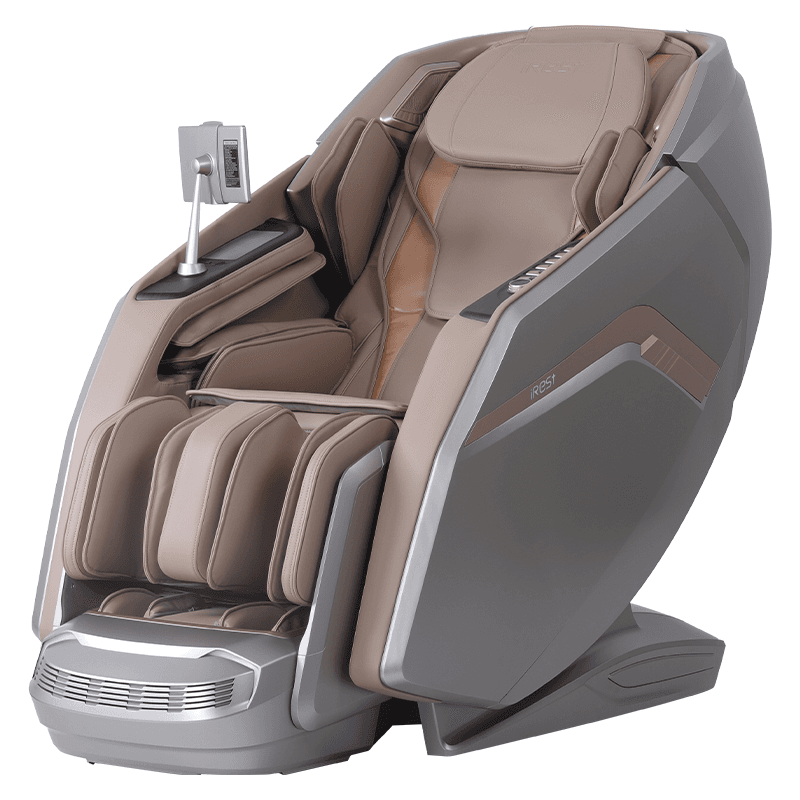 Z95 Elite massage chair, three-quarter view in champagne and pearl grey