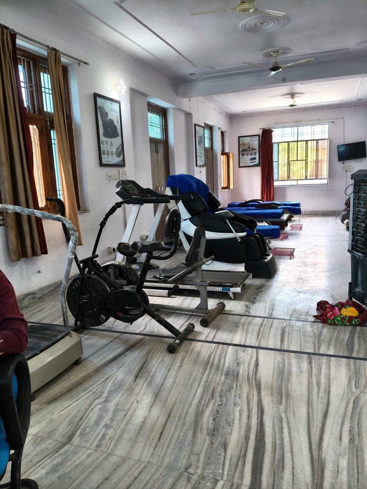 Inside the NexGen showroom in Malviya Nagar — massage chairs and wellness equipment on display